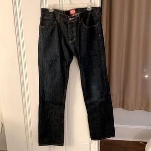 Obey mens dark blue straight legged jeans size 34